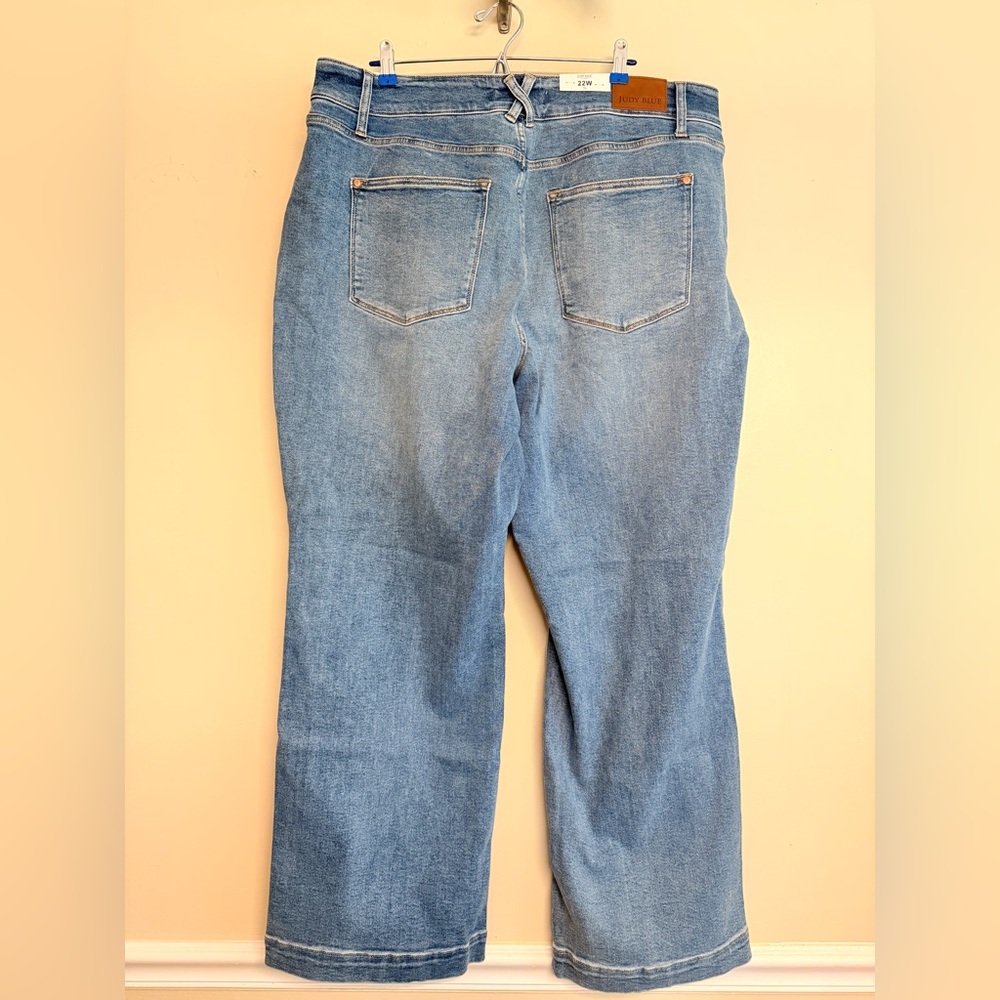 Judy Blue High Waisted Medium Wash Star Seam Detail Wide Leg jeans size22W‎ - Picture 5 of 16